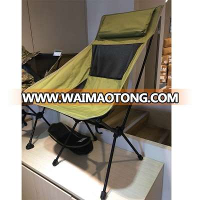 Portable lightweight high back camping outdoor folding aluminum beach chair with pillow